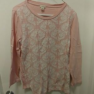 Pink embroidered flower top